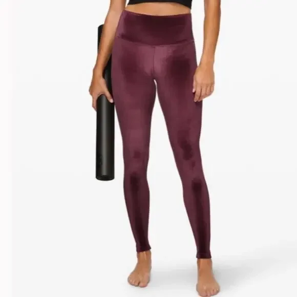 Lululemon Legging 6 Deep Maroon Wunder Under Special Edition Velvet Garnet - Picture 2 of 11